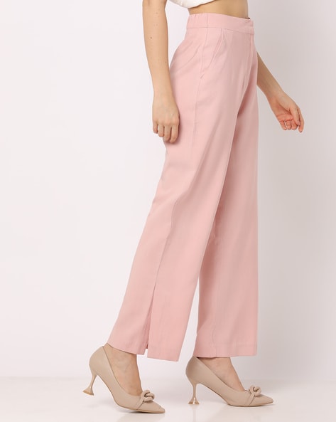 Buy Qua Blush Pink Pleated Straight Trousers for Women Online @ Tata CLiQ  Luxury