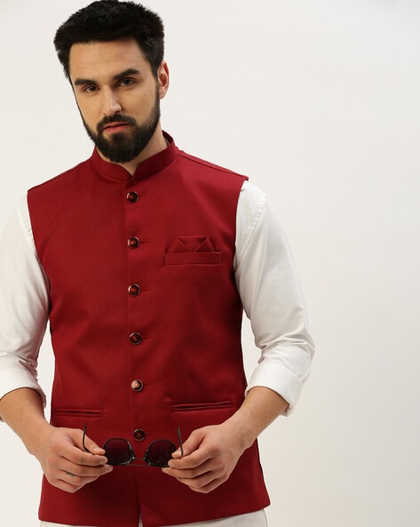 Handmade Elegant Maroon Velvet Nehru Modi Jacket with Kurta Pajama Set –  Rajanyas