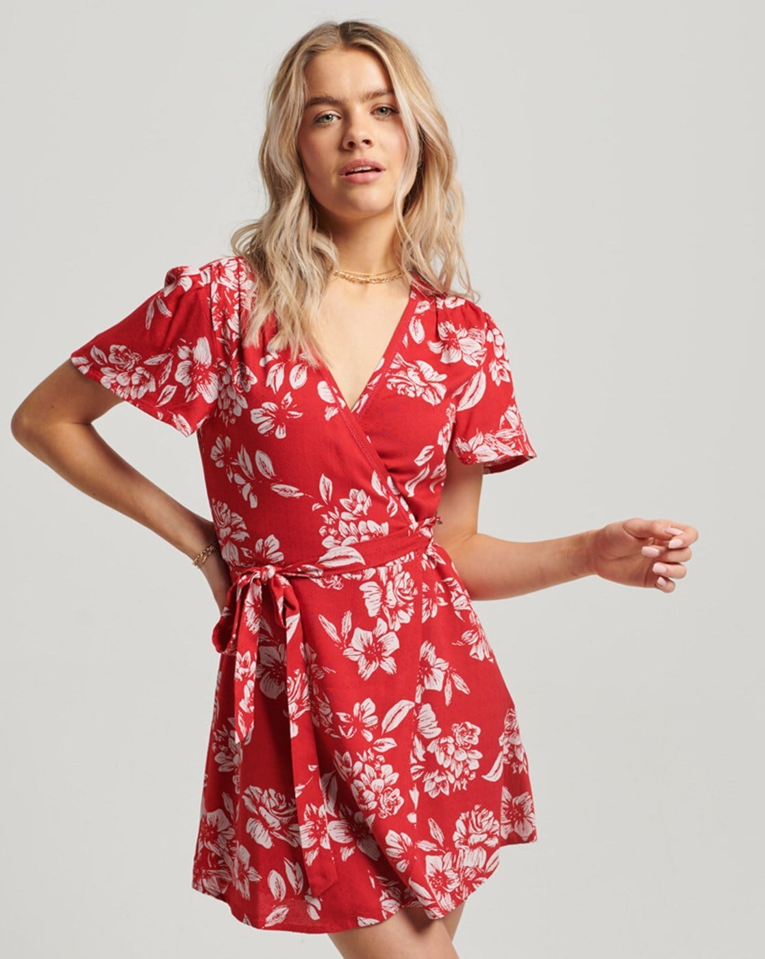 Floral Print Wrap Skirt Shirt Dress