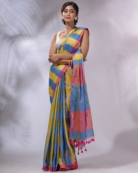 Buy Yellow Sarees for Women by Charukriti Online