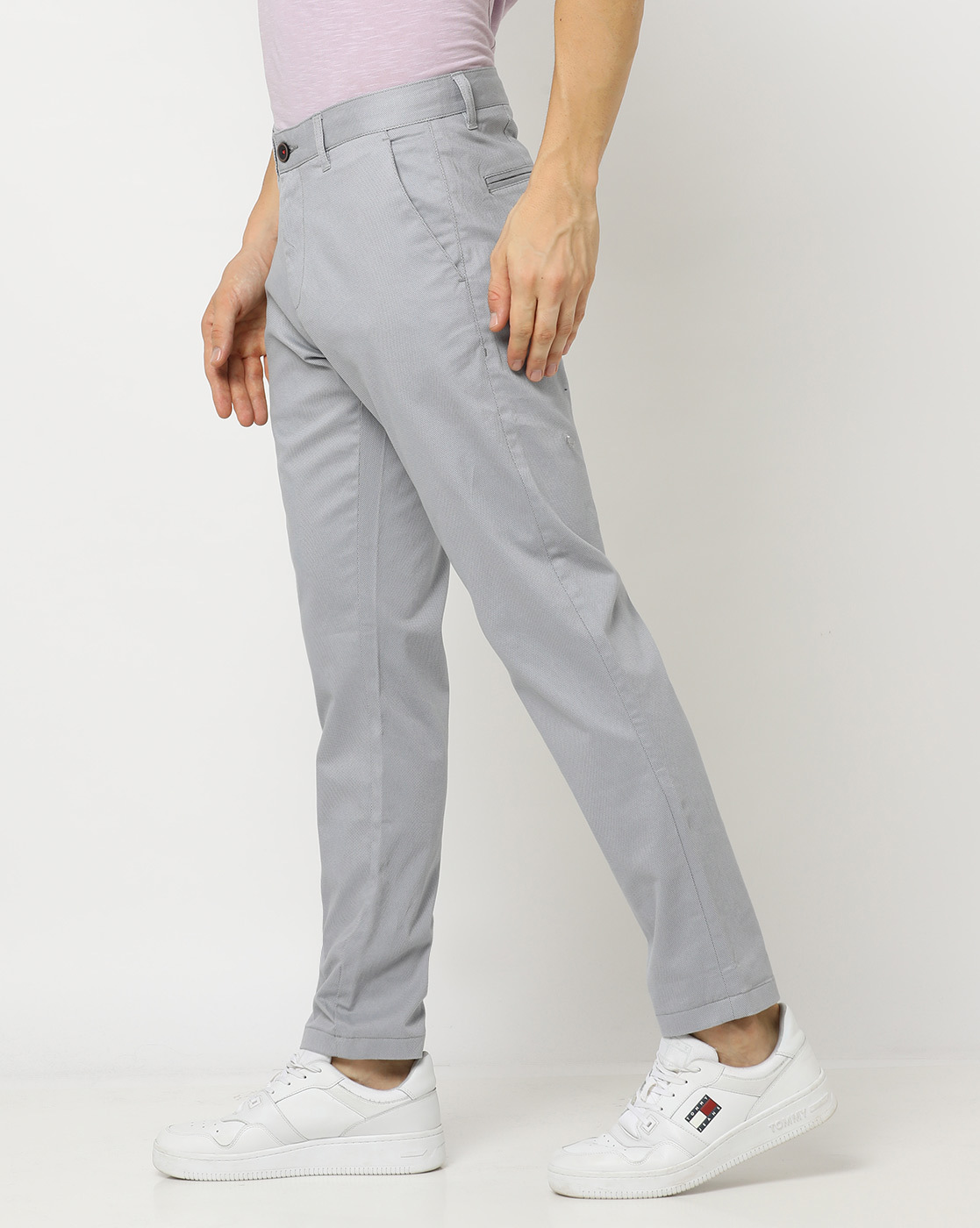 Buy MidRise Cropped Slim Fit FlatFront Trousers Online at Best Prices in  India  JioMart