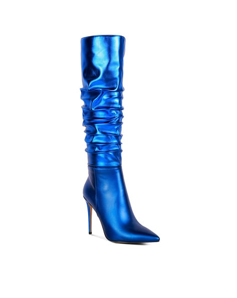 Blue calf length boots sale