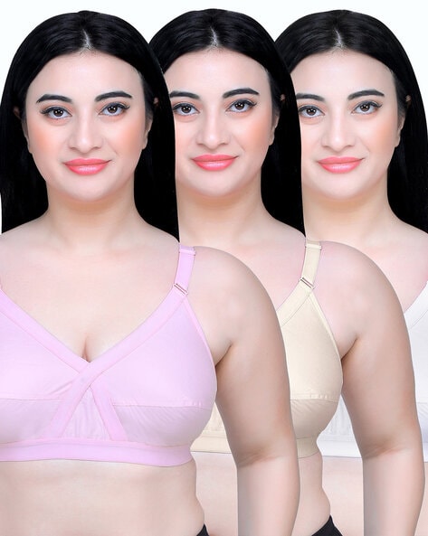 Buy SOIE Non-Padded Non-Wired Full Coverage Cotton Spandex Encircled  T-shirt Bra-Peach-36DD Online at Best Prices in India - JioMart.