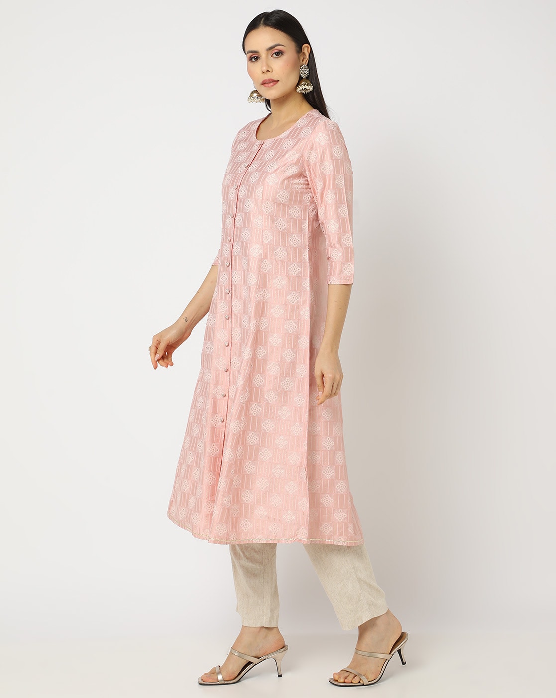 Cotton Kani Woven Peach Dress Material With 4 Side Patti Dupatta – Safaa  World