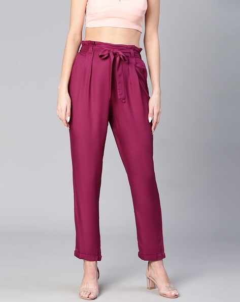 Fashion Womens Bow Knot Slim Feet Trousers Casual Loose High Waist Pencil  Pants | eBay