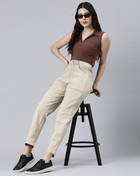 Khaki denim jeans on sale womens