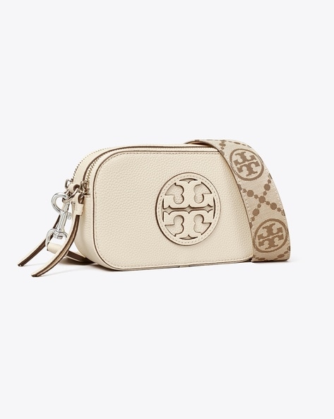 TORY BURCH: Miller bag in grained leather with logo - Black