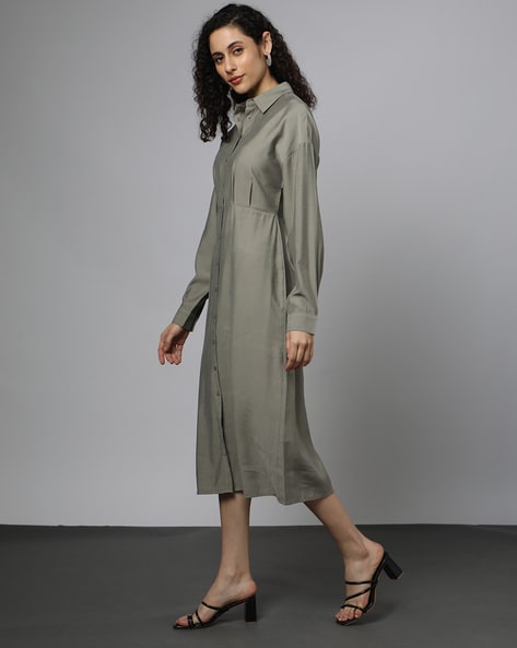 Pale Blue Lightweight Denim Drawstring Short Sleeve Mini Shirt Dress | New  Look