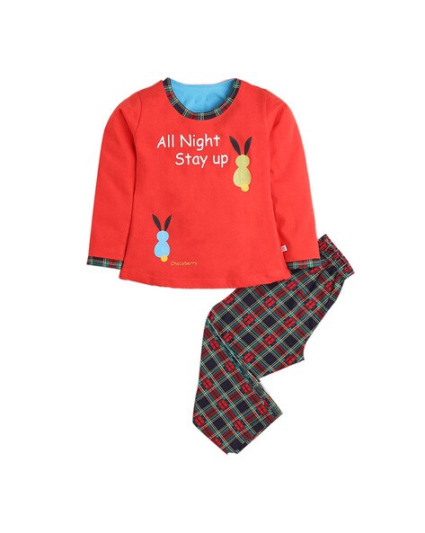 Buy Red Nightsuit Sets for Girls by HOPSCOTCH Online Ajio