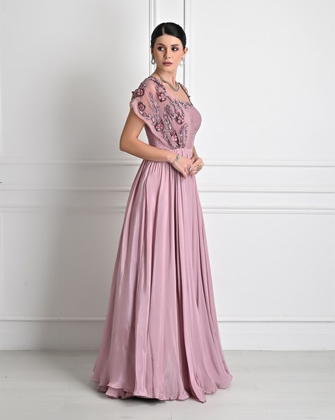 Ceremonial Wear Fox Georgette Base Pink Colour Designer Gown With Lovely  Dupatta – Kaleendi