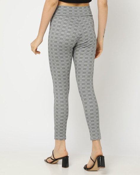 TheMogan Women's Super High Waist Checked Stretch Ankle Skinny Trouser  Pants - Walmart.com