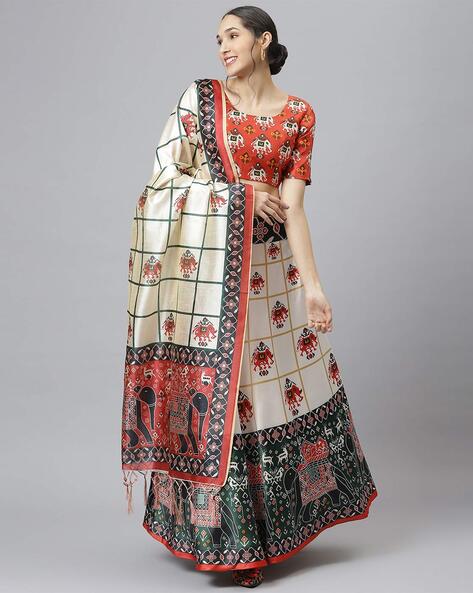 Ombre Cotton Lehenga With Blouse And Lehariya Printed Dupatta-ISKWNAV2 |  Ishaanya Fashion