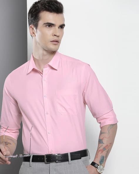 Men Slim Fit Shirt with Patch Pocket