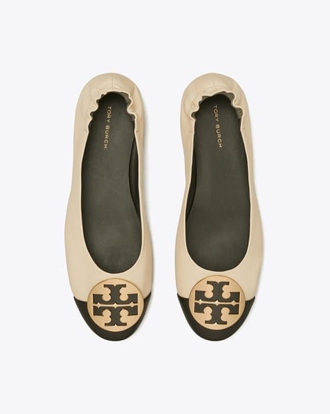Buy Tory Burch Claire Cap Toe Ballet Shoes | Beige Color Women