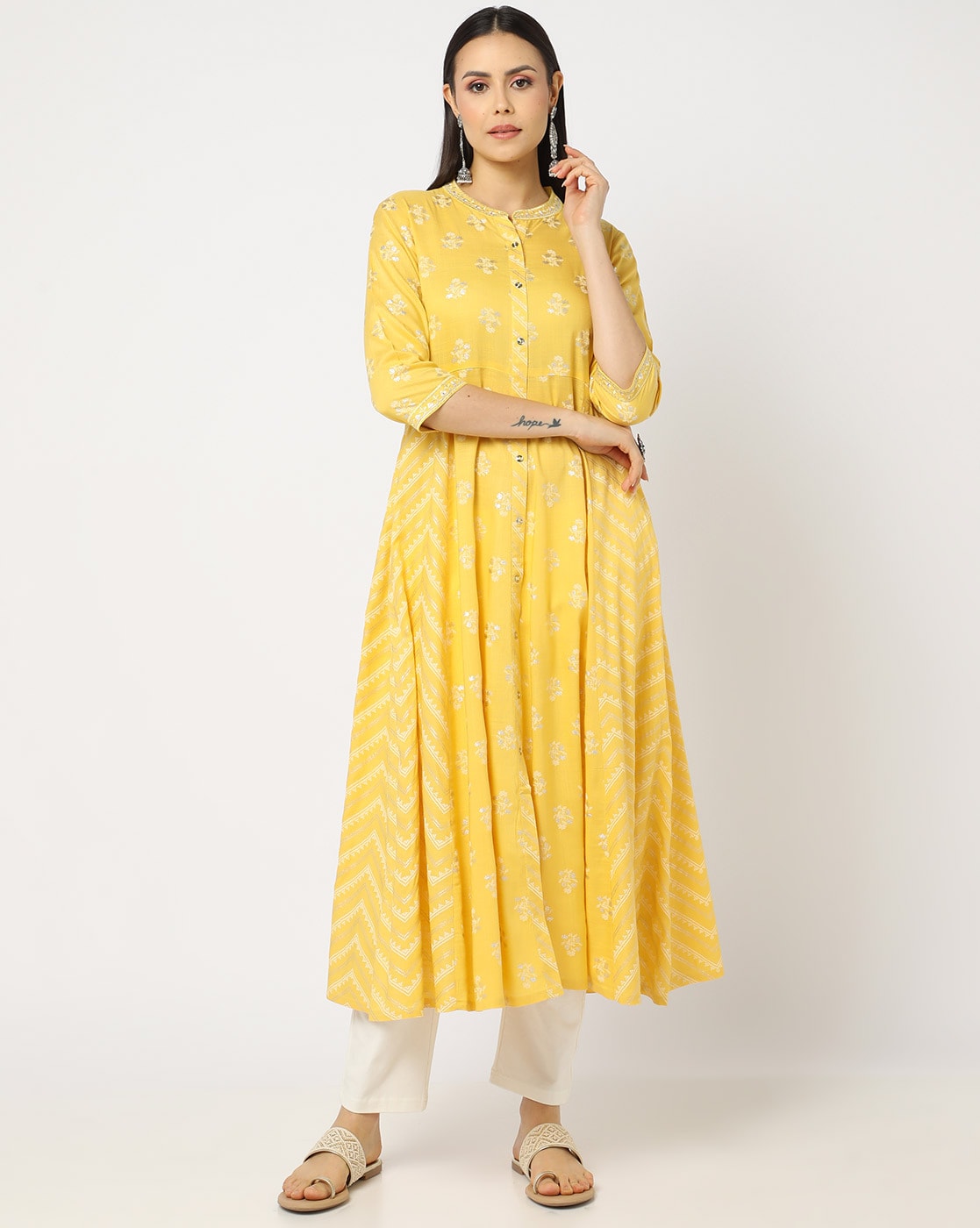 Buy BHAGYASHRAY Attractive Women Crepe net kurti Fancy 3/4th Sleeves  (45