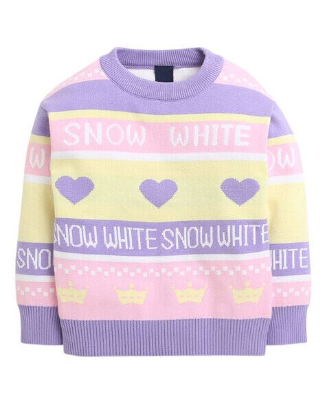 Graphic Print Round-Neck Sweater Dress