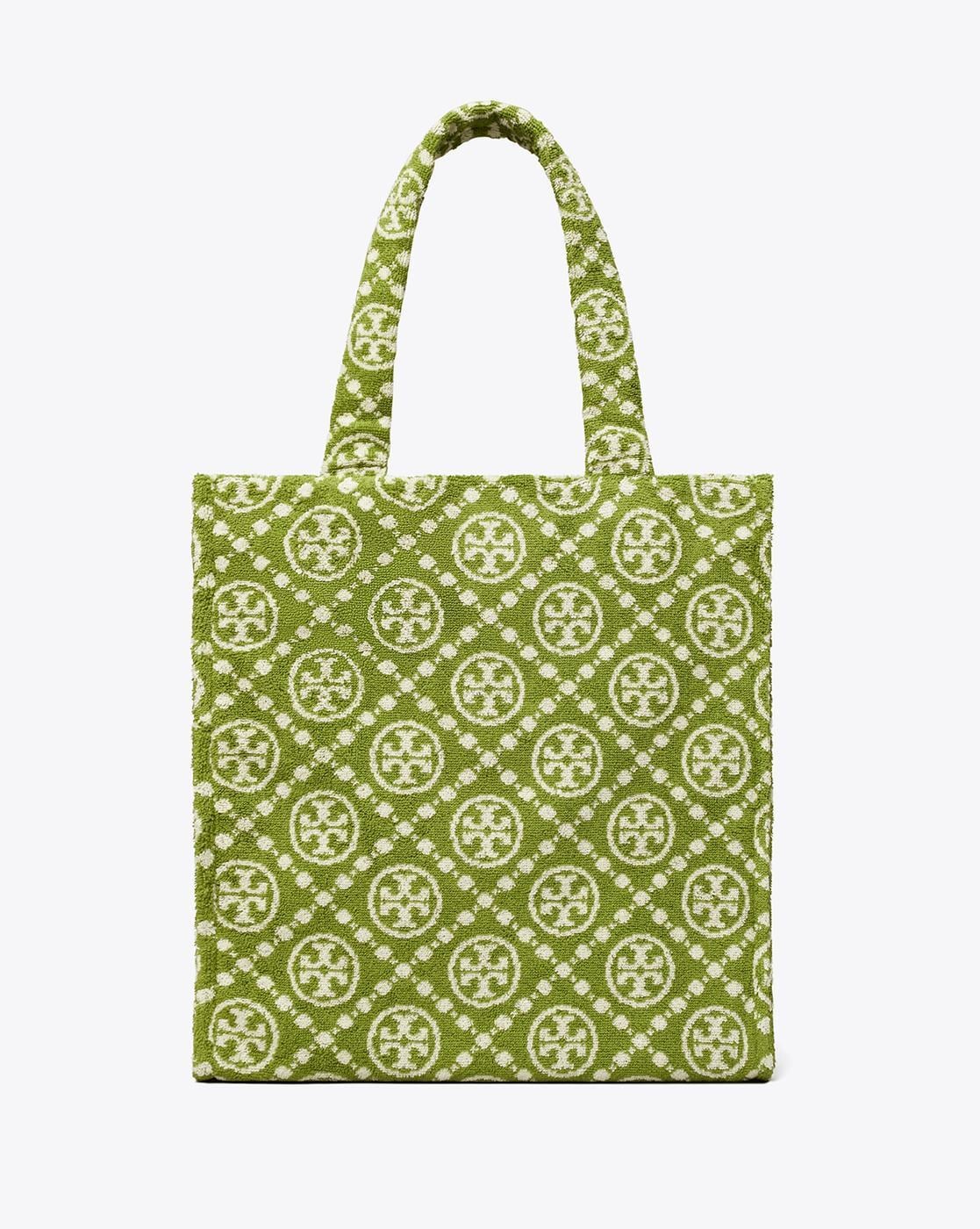 Tory Burch T Monogram Terry Tote Bag For Women (Green, OS)
