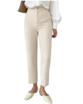 YAS tailored high waisted cropped trouser in cream  ASOS