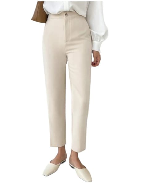 B.Young Danta Wide Leg Cropped Trousers in Beige | iCLOTHING - iCLOTHING