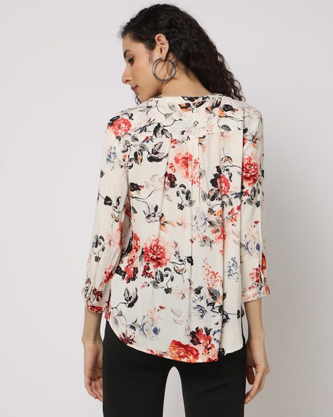 Flower top printed top