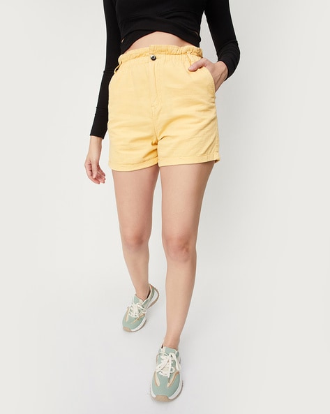 Mustard yellow womens outlet shorts