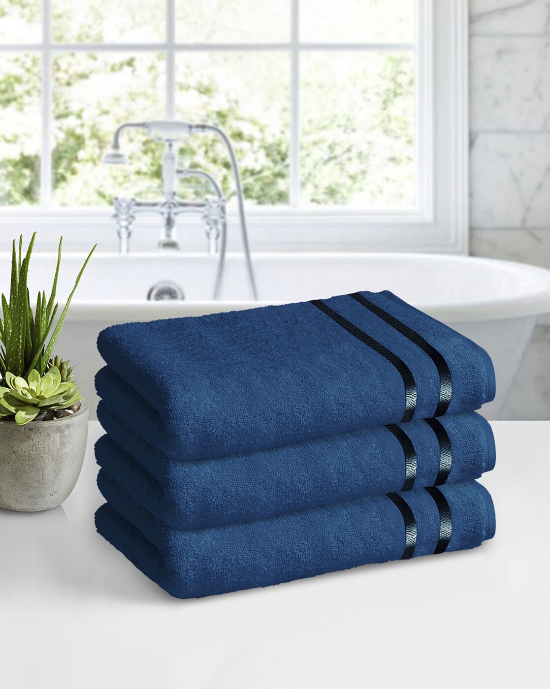 Dark blue bathroom online towels