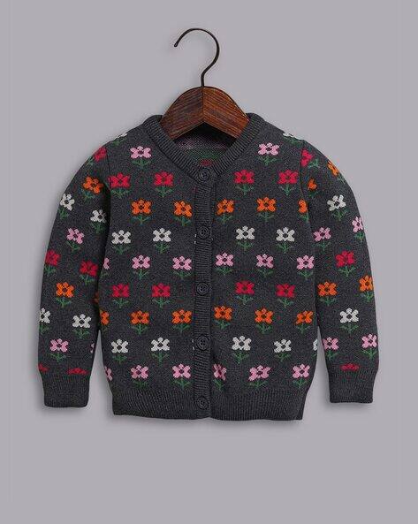 Floral Print V-Neck Cardigan - Main Image