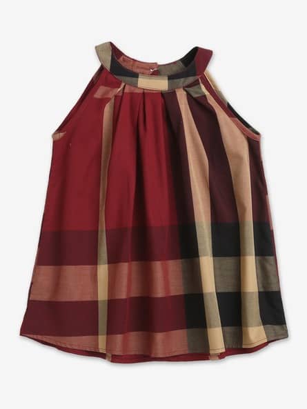 Checked Sleeveless A-line Dress