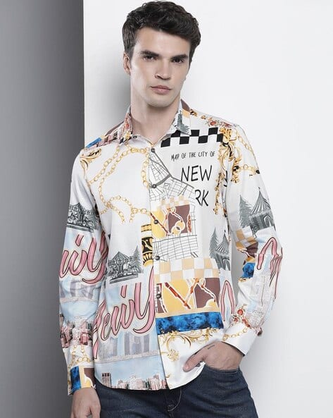 Men Printed Slim Fit Shirt