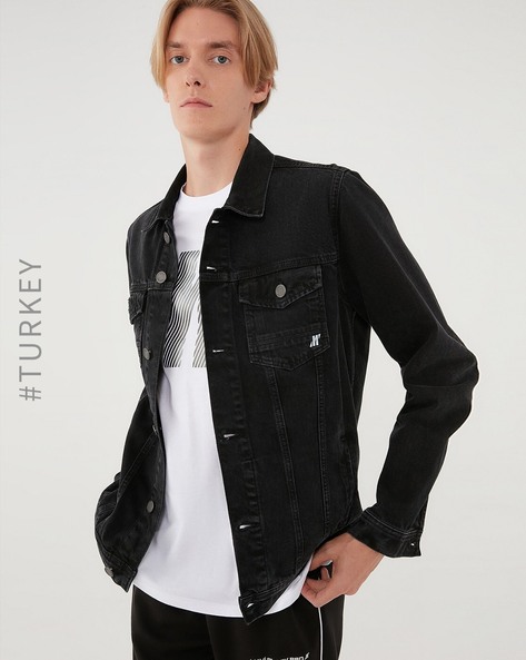 Buy Black Washed Denim Jacket for Men