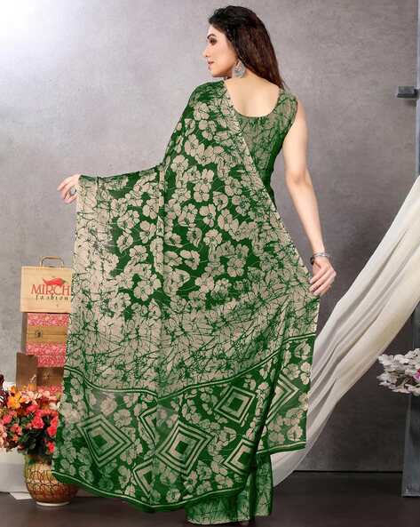 Buy Lime Yellow Floral Printed Chiffon Saree Set by Designer PAULMI & HARSH  Online at Ogaan.com