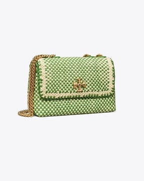 Tory Burch Fleming Small Convertible Woven Shoulder Bag In