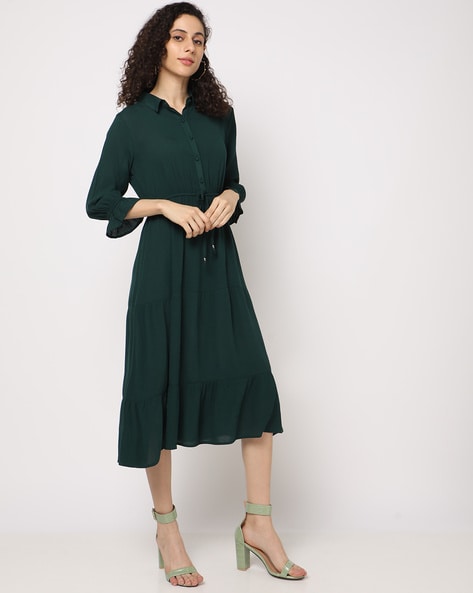 Shirt Dress with Waist Tie-Up
