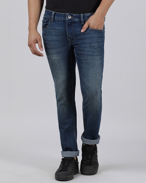 Men Lightly Washed Slim Fit Jeans