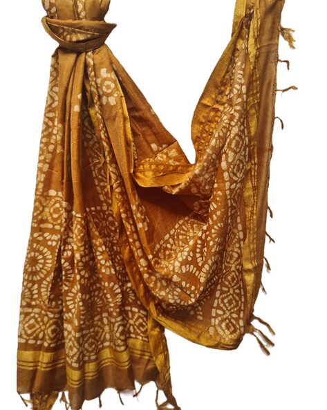 Batik Print Handloom Dupatta with Tassles Price in India