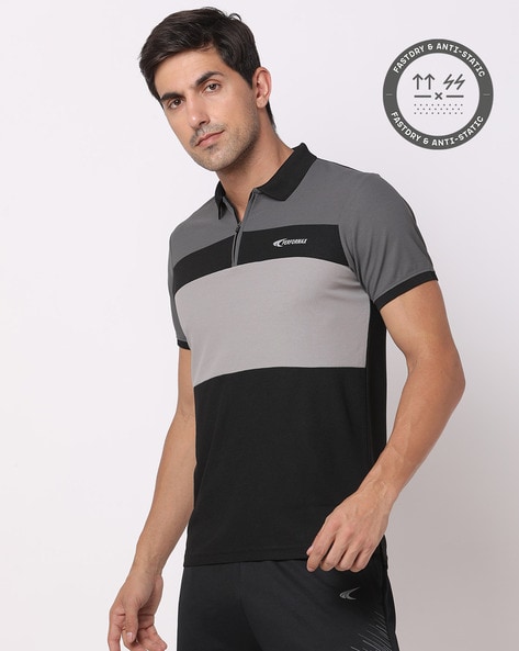 Regular Fit Colourblock Fastdry Polo T-Shirt