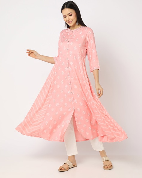 Buy Pink & white Kurtis & Tunics for Women by FERANOID Online | Ajio.com