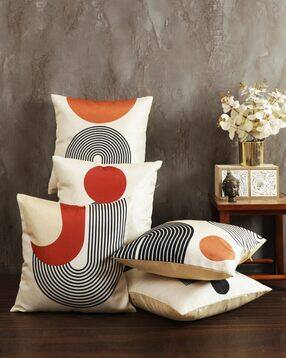 homely by romee Set of 5 Geometric Print Cushion Covers-picture-0