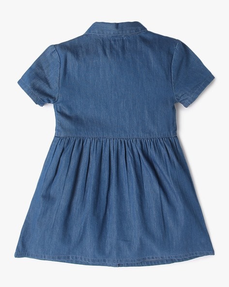 Donna Karan Topstitched Fit-and-Flare Denim Dress | Bloomingdale's