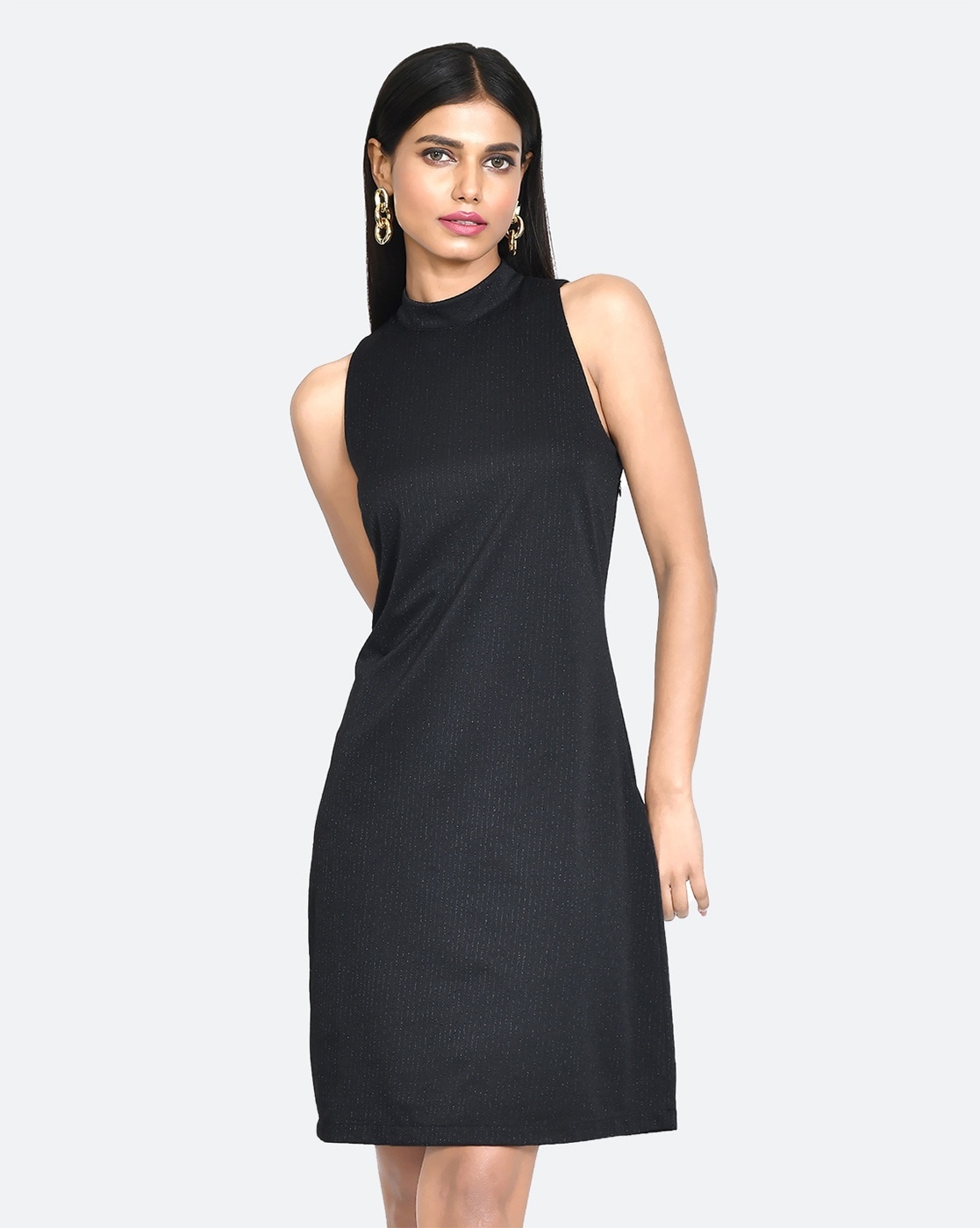 Positano Embellished High Neck Split Maxi Dress in Black | Oh Polly