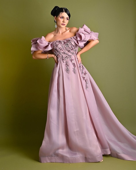 Barbie Look Pink Color Gown with heavy Frill