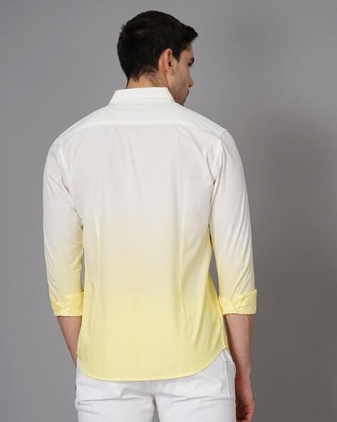 Dip-Dye Ombré Silk Long Sleeve Shirt in Shirts & Tees