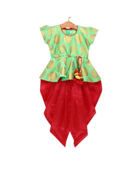 Woven Design Kurta with Dhoti Pants