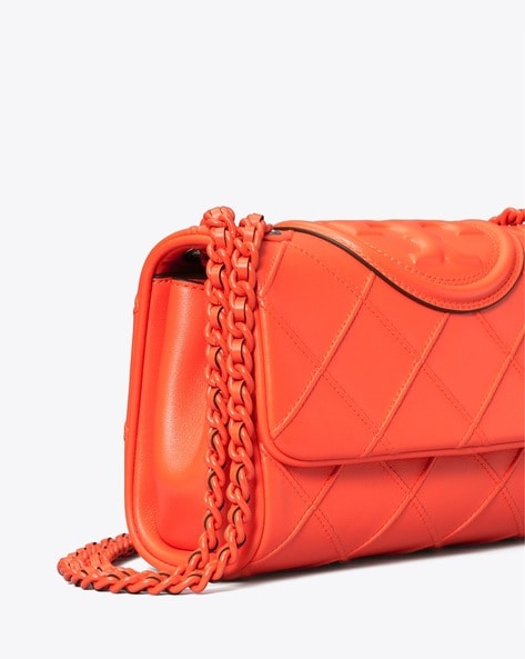 Tory Burch Fleming Soft Small Convertible Shoulder Bag For Women (Orange, OS)