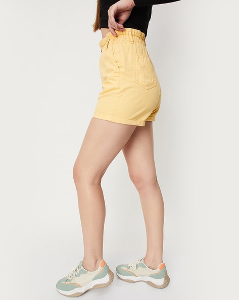 Yellow high waisted on sale shorts