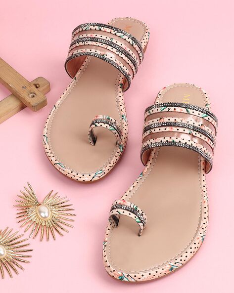 Buy Gold-Toned Flat Sandals for Women by Shoetopia Online | Ajio.com