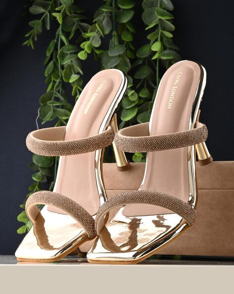 Buy Gold Heeled Sandals for Women by Clog London Online Ajio