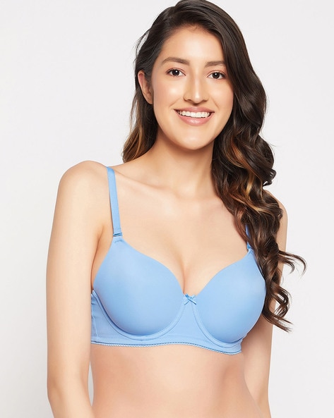 Buy Clovia Blue Solid Cotton Single T-shirt bra Online at Best Prices in  India - JioMart.