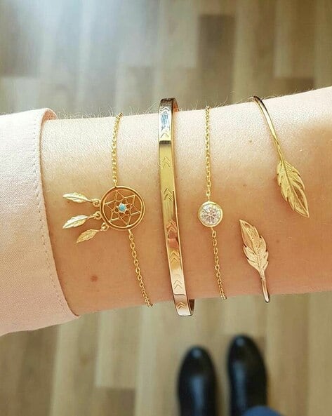 Buy Gold-Toned Bracelets Bangles for Women by VEMBLEY Online