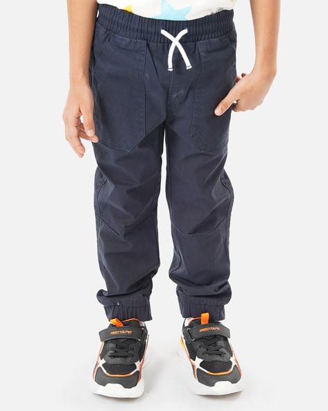 Flat Front Trousers with Elasticated Waist